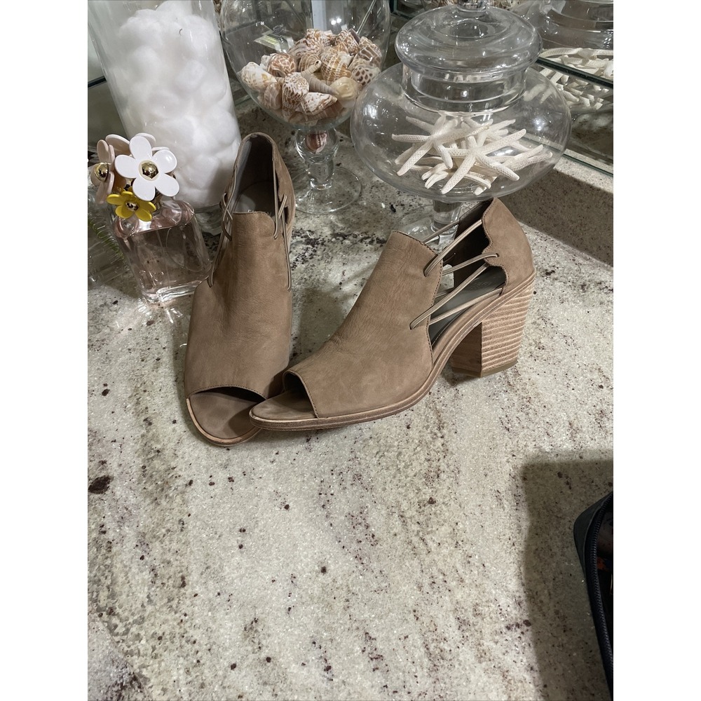 Eileen Fisher Tumbled Nubuck Leather Peep Toe Ankle Boot Shoetie Brown 10